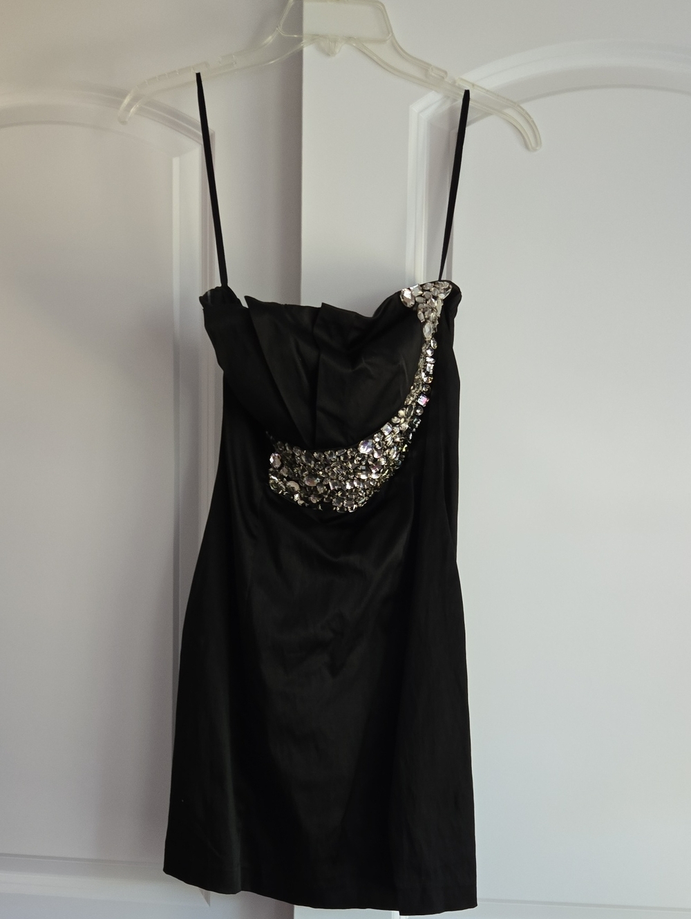 Black Sequin-Embellished Slip Dress